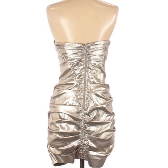 Nicole Miller Metallic Strapless Cocktail Dress 8 - Picture 3 of 3